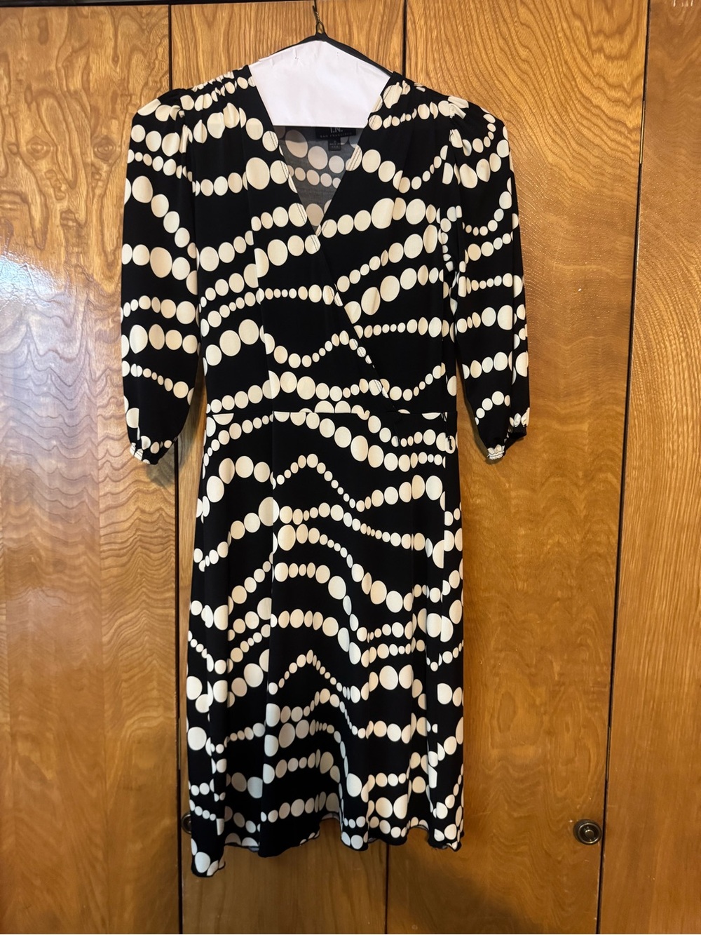 Vintage Black and White Polka Wave Wrap Dress I.N. San Francisco